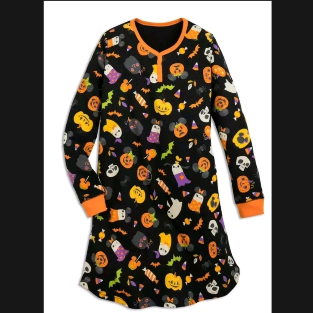NWT Disney Mickey & Minnie Mouse Pumpkin Halloween Nightshirt, Women's M